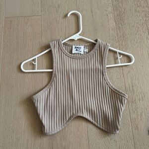 Princess Polly Taupe Ribbed Cropped Top